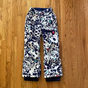 Roxy sz 8 blue pink white butterfly print good pre owned cond. ski pants